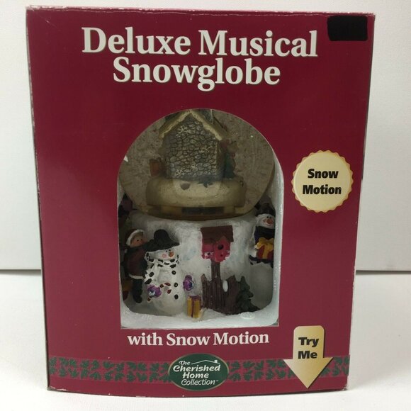 The Cherished Home Collection Deluxe Musical Snowglobe With Snow Motion Snowman - Picture 1 of 11